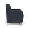 Lesro Siena Lounge Reception Wide Guest Chair w/ Front Casters, Brushed Steel Back Legs, RS NightSky Uph SN1201 - alternate 3